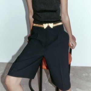 ZARA Women's Hearts Stretch Belt(Golden, US 32/EUR 85/UK 32)